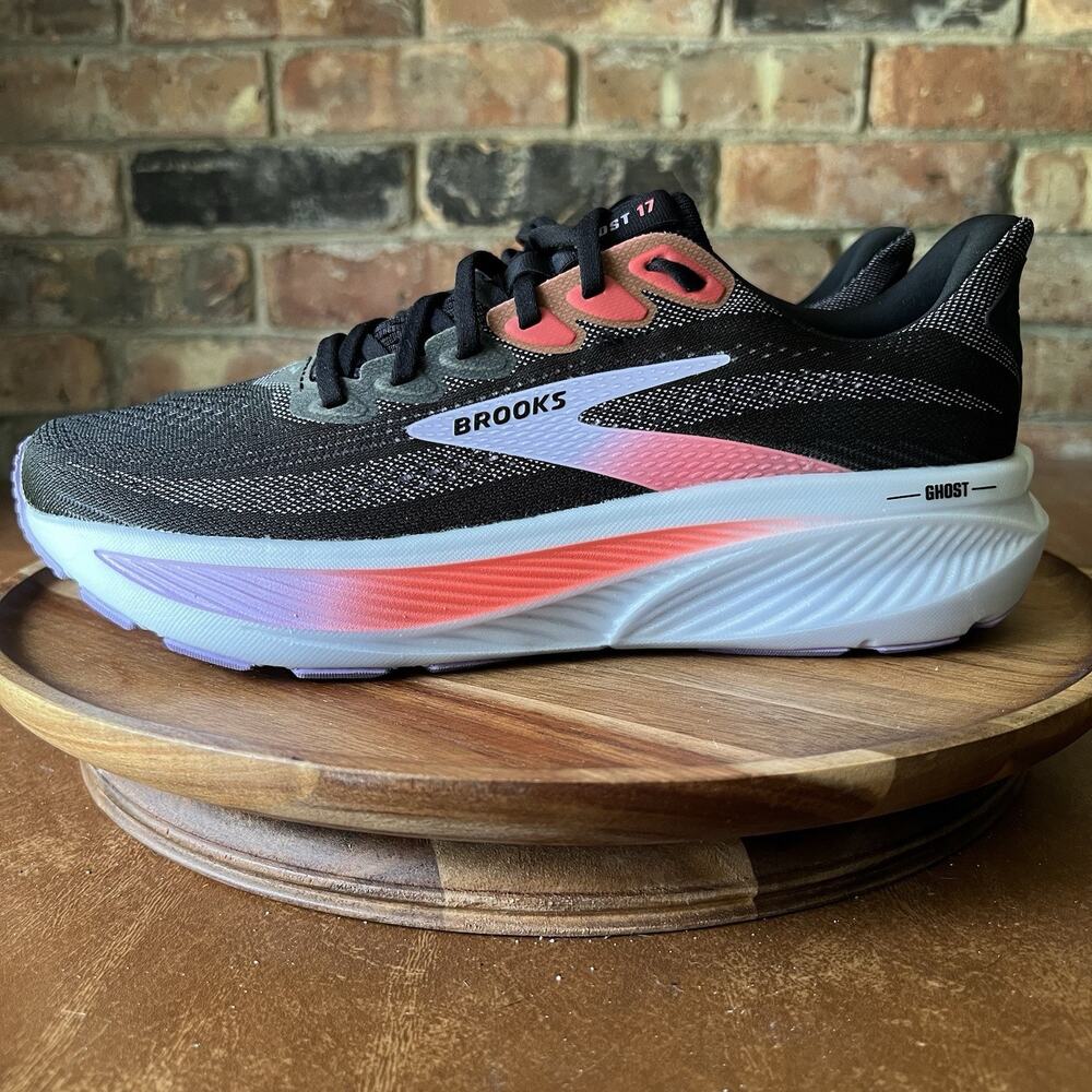 Brooks Ghost 17 Black Purple Coral Neutral Running Women's 10 Shoes Sneaker - Picture 11 of 16
